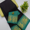 Elegant Black Mysore Soft Silk Saree with Teal Green & Gold Zari Border
