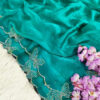 Elegant Teal Green Tissue Silk Saree with Butterfly Embroidered Border