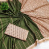 Elegant Olive Green Mysore Soft Silk Saree with Antique Gold Zari Woven Design