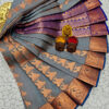Royal Grey Silk Saree with Copper Zari Woven Border & Rich Pallu