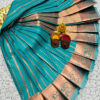 Elegant Teal Blue Mysore Soft Silk Saree with Copper Zari Woven Border