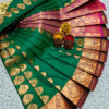 Elegant Green Mysore Soft Silk Saree with Pink & Copper Zari Woven Border